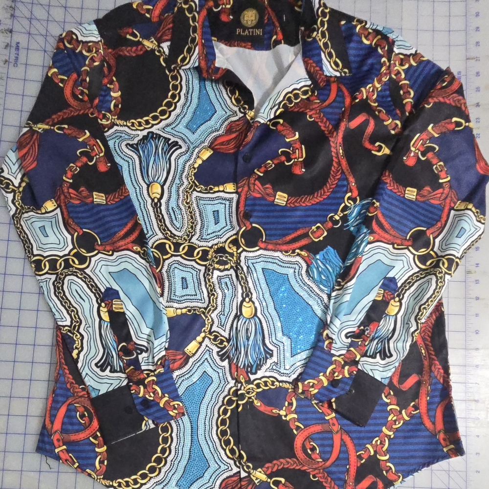 Platini Men's Bold Chain Pattern Casual Shirt